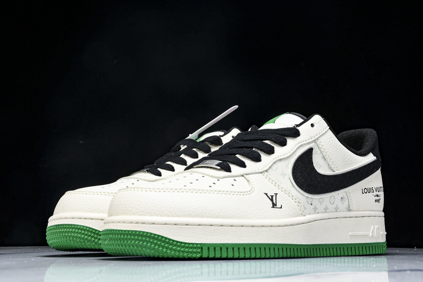   nk Air Force 1'07 Low LV联名 米黑鳞纹绿底 空军一号低帮休闲板鞋 QW583