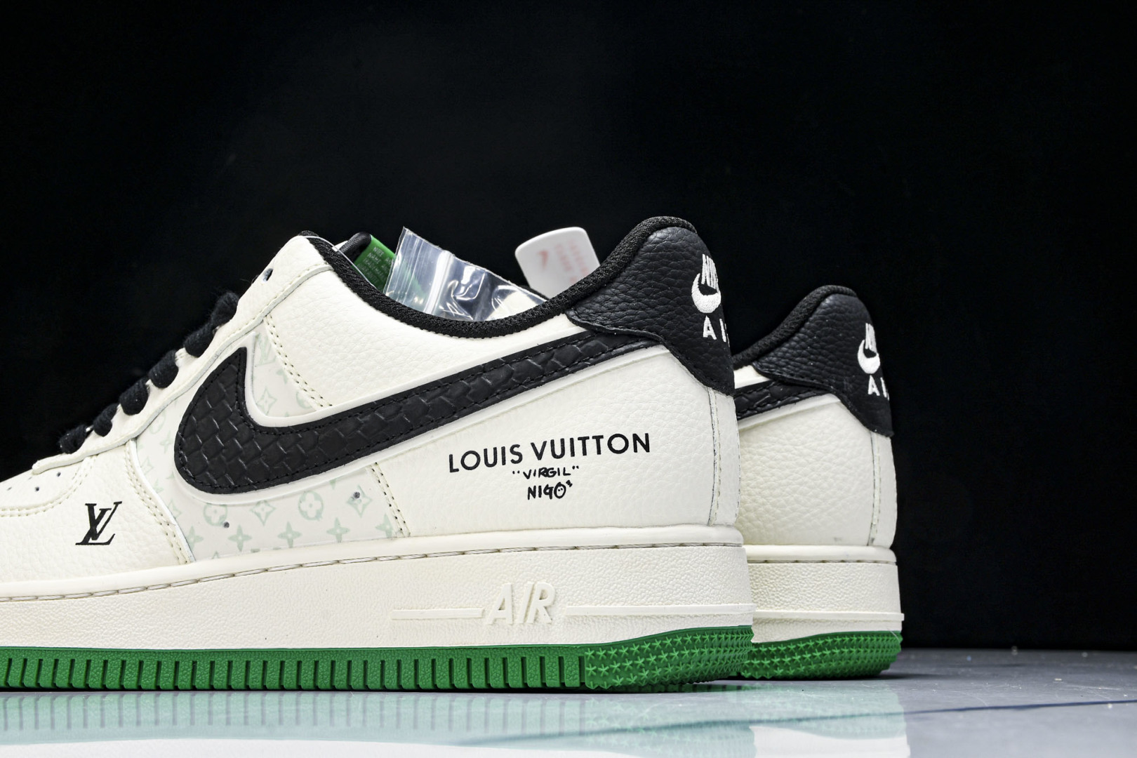   nk Air Force 1'07 Low LV联名 米黑鳞纹绿底 空军一号低帮休闲板鞋 QW583