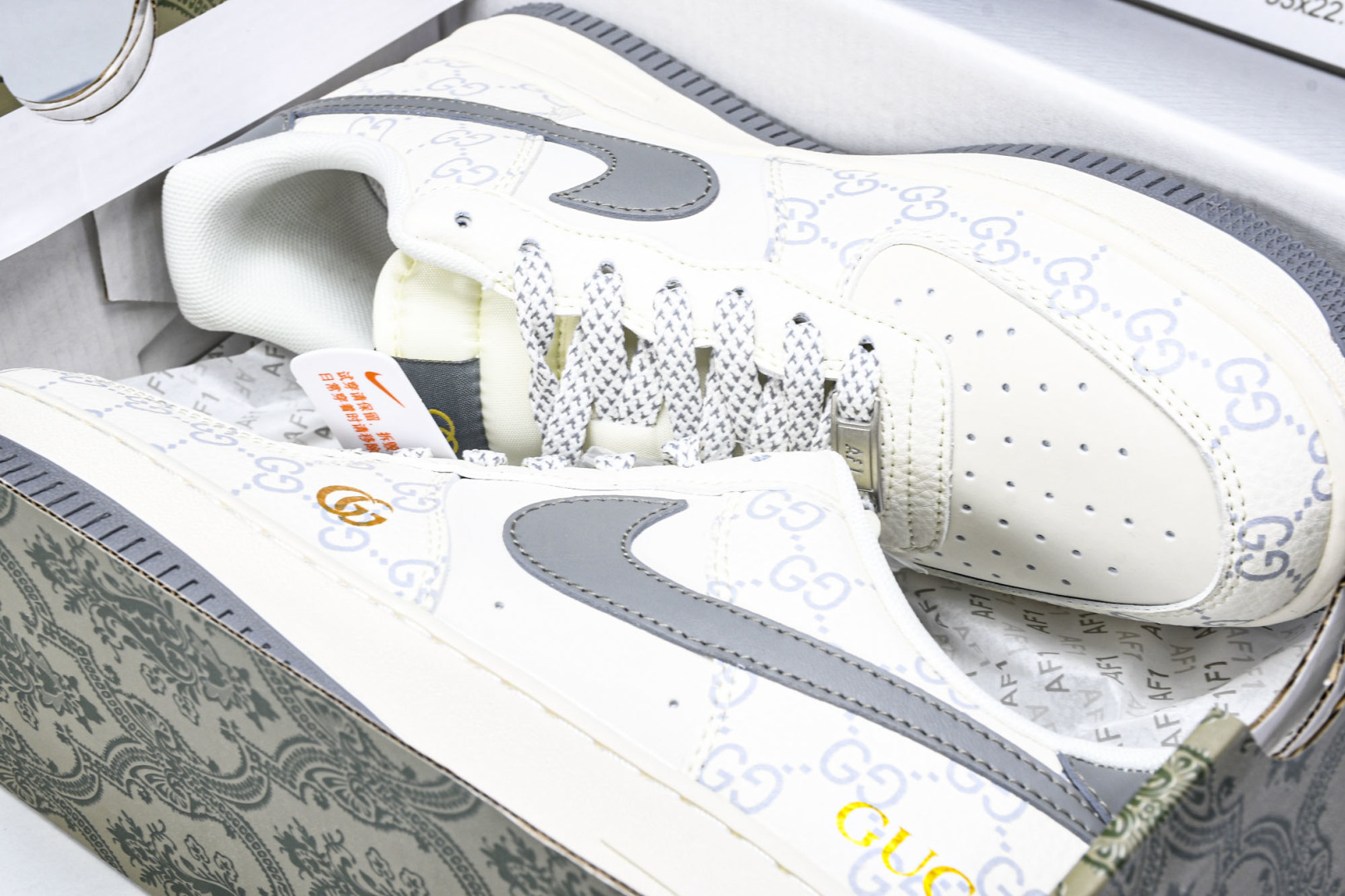   nk Air Force 1'07 Low 古驰联名 花纹灰勾 空军一号低帮休闲板鞋 ZH2598-
