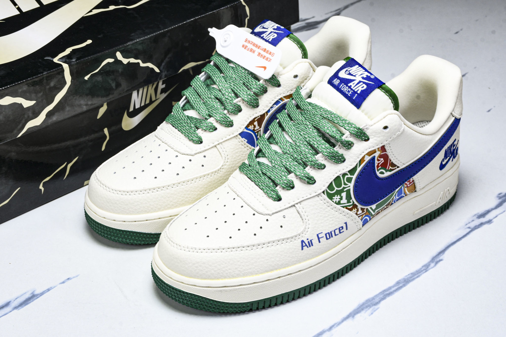   nk Air Force 1'07 Low 米蓝绿拼接 空军一号低帮休闲板鞋 KJ1688-001 