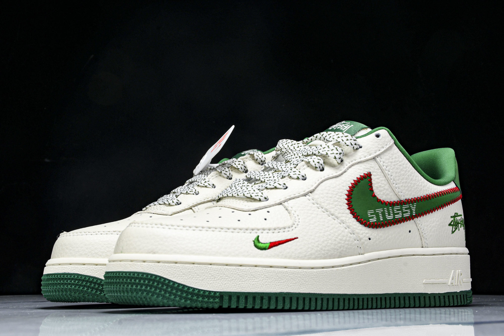   nk Air Force 1'07 Low 斯图西联名 针织勾米绿 空军一号低帮休闲板鞋 KJ168