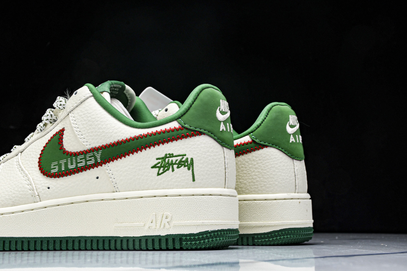   nk Air Force 1'07 Low 斯图西联名 针织勾米绿 空军一号低帮休闲板鞋 KJ168