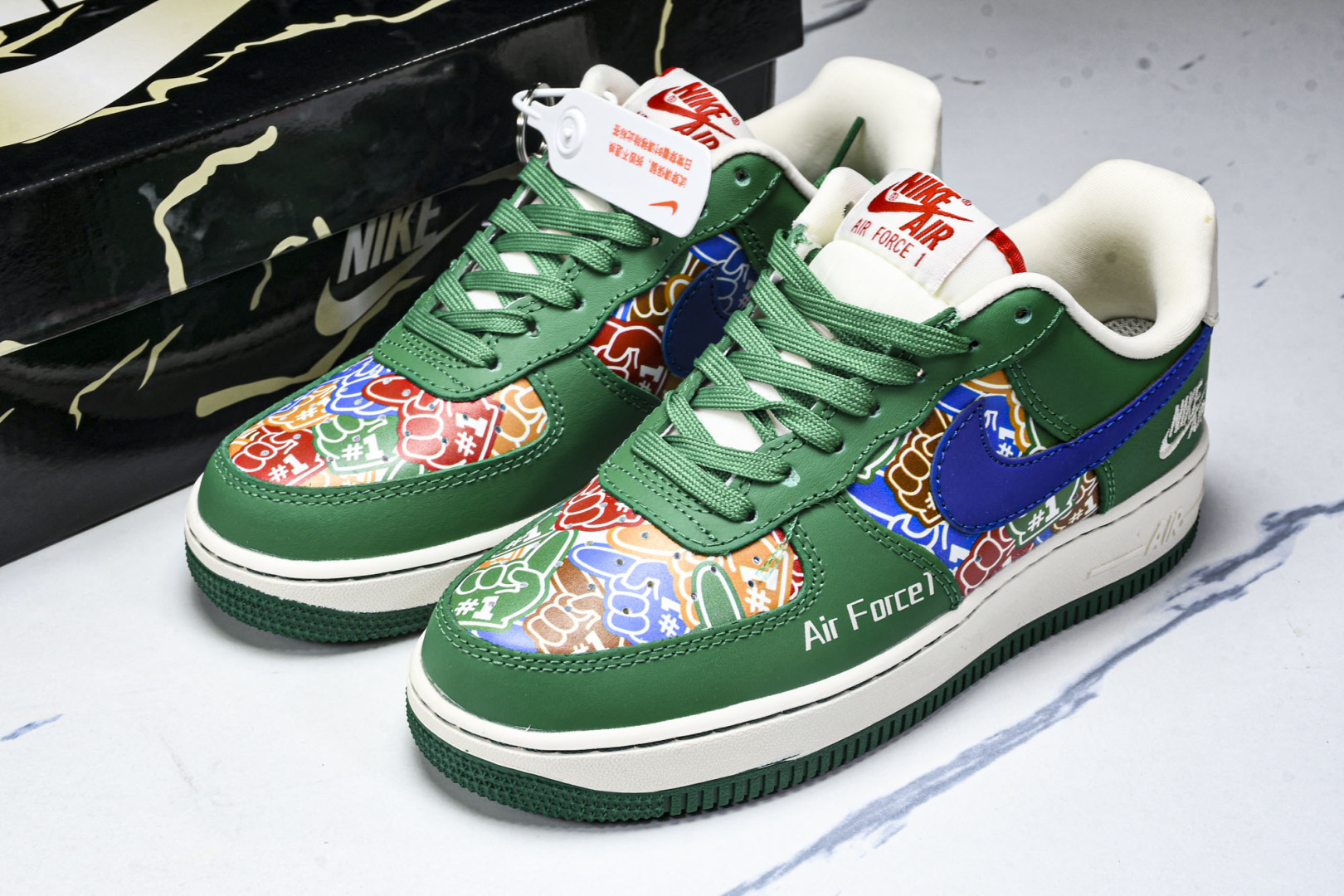 AF1 空军 尺码36-45

纯原出品-Air Force 1'07 Low 联名 双拼绿蓝勾 空军一