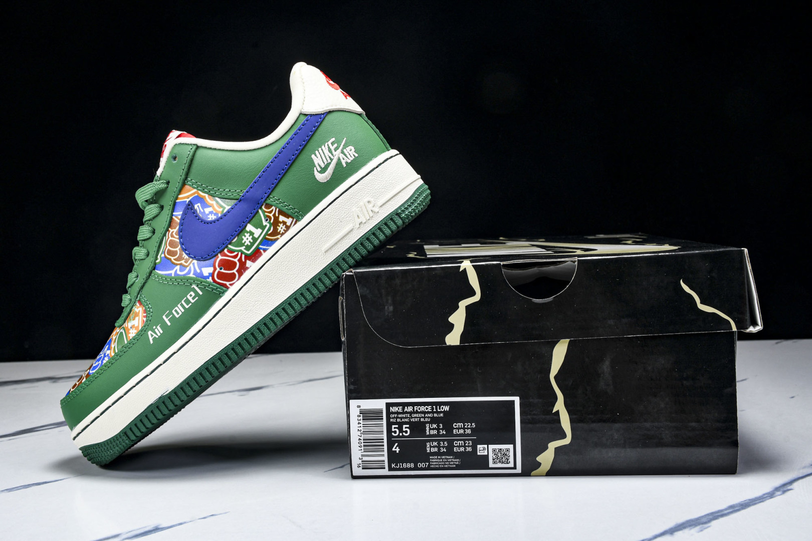 AF1 空军 尺码36-45

纯原出品-Air Force 1'07 Low 联名 双拼绿蓝勾 空军一