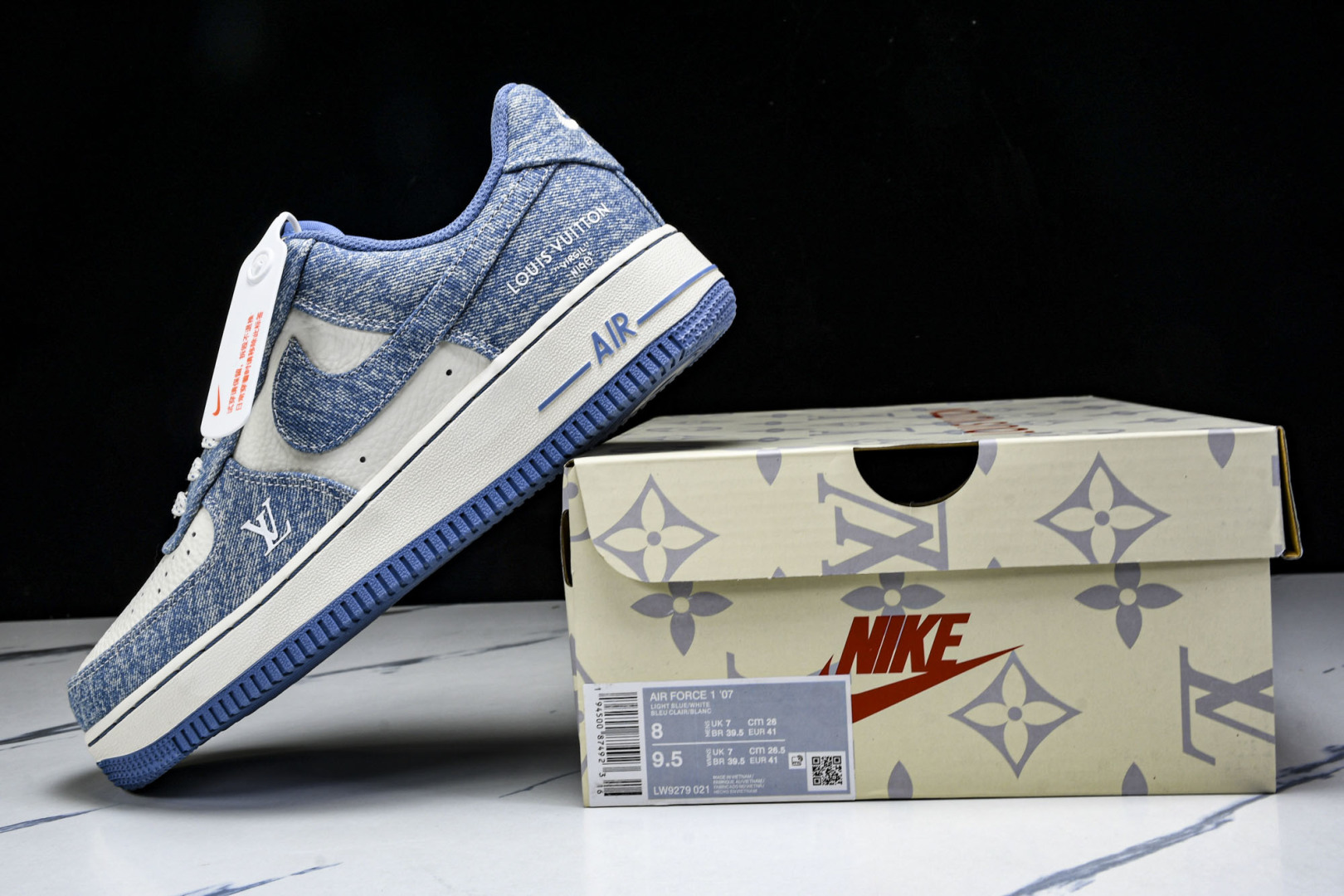  NK Air Force 1'07 Low LV联名 冰蓝牛仔 空军一号低帮休闲板鞋 LW9279-0