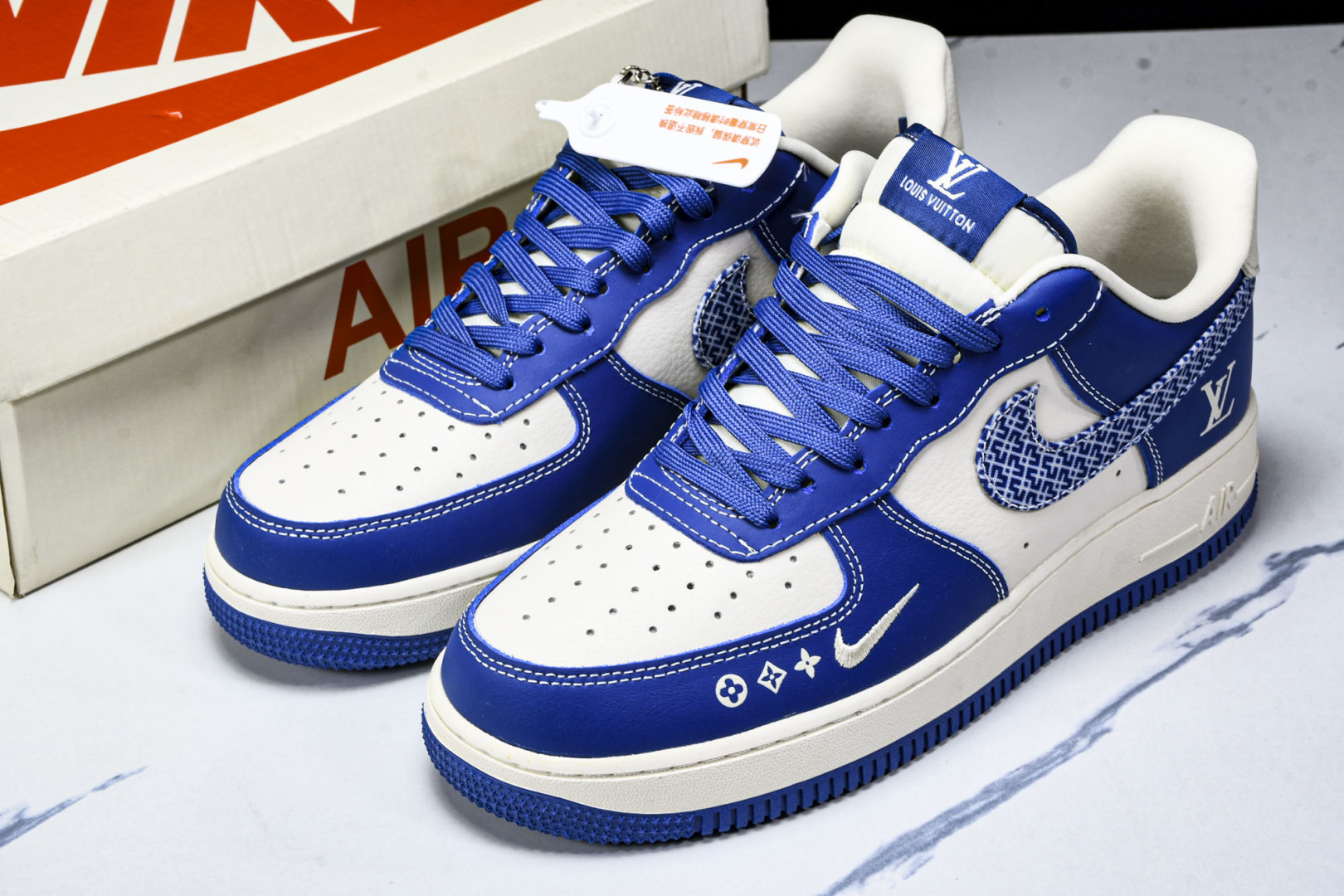  NK Air Force 1'07 Low LV联名 花纹蓝勾 空军一号低帮休闲板鞋 KK1988-0