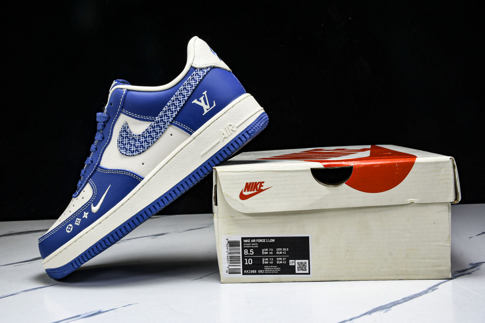  NK Air Force 1'07 Low LV联名 花纹蓝勾 空军一号低帮休闲板鞋 KK1988-0
