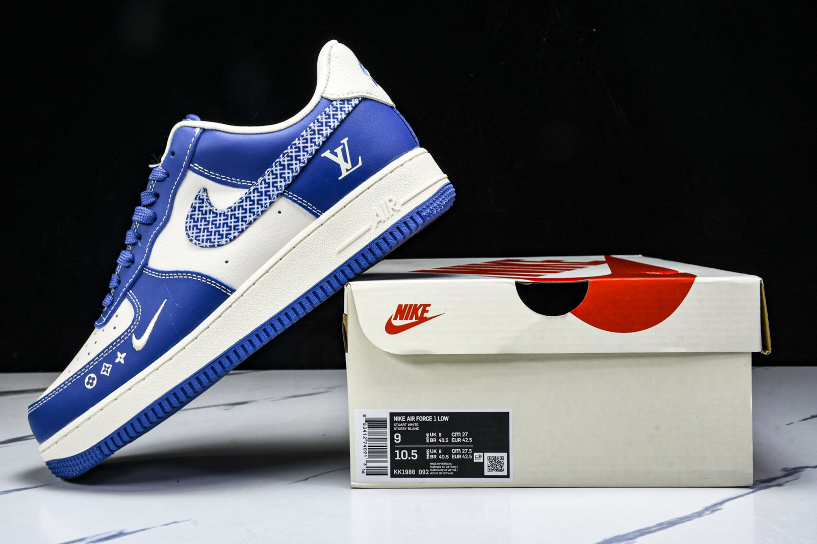  NK Air Force 1'07 Low LV联名 花纹蓝勾 空军一号低帮休闲板鞋 KK1988-0
