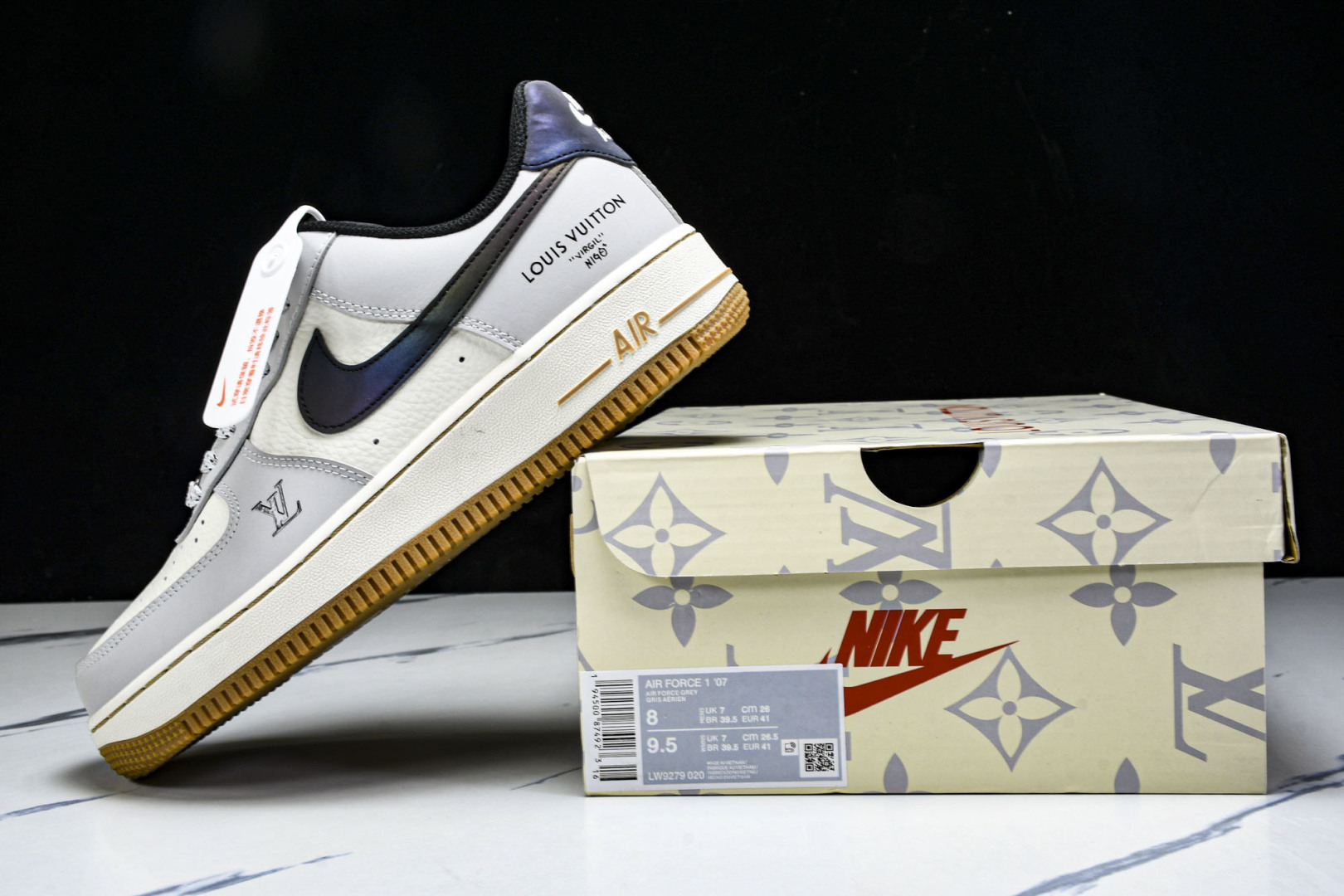  NK Air Force 1'07 Low LV联名 灰白镭射渐变 空军一号低帮休闲板鞋 LW9279