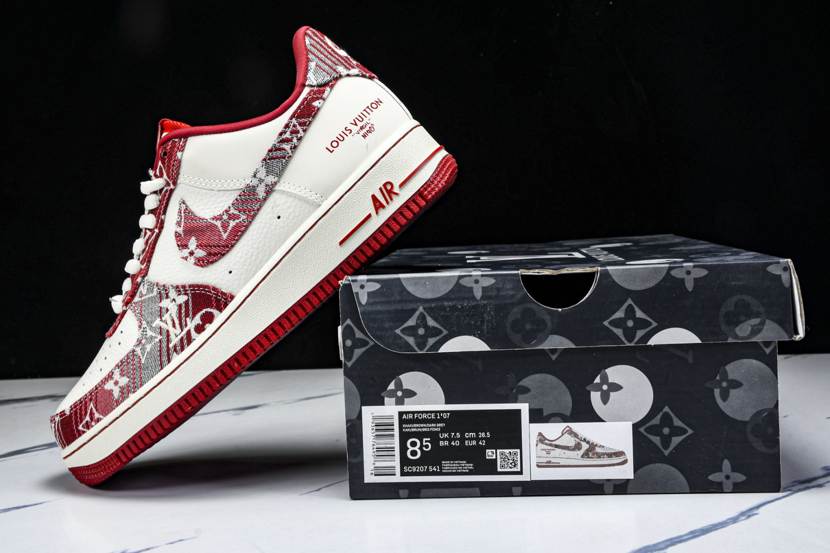  NK Air Force 1'07 Low LV联名 灰红牛仔 空军一号低帮休闲板鞋 SC9207-5