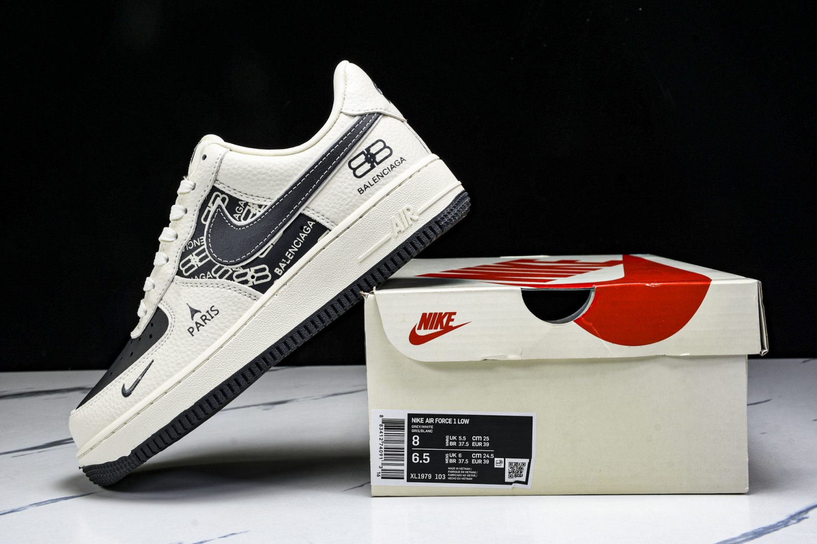  NK Air Force 1'07 Low 巴黎世家联名 米黑涂鸦 空军一号低帮休闲板鞋 XL1978