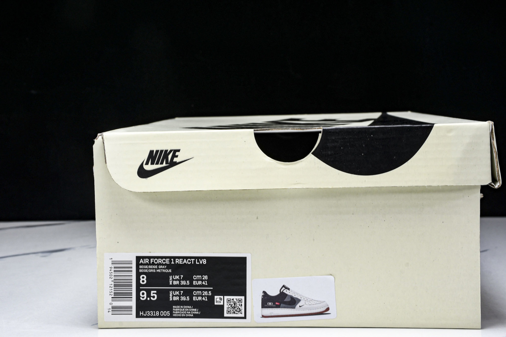  NK Air Force 1'07 Low 联名 米灰黑生胶 空军一号低帮休闲板鞋 HJ3318-00