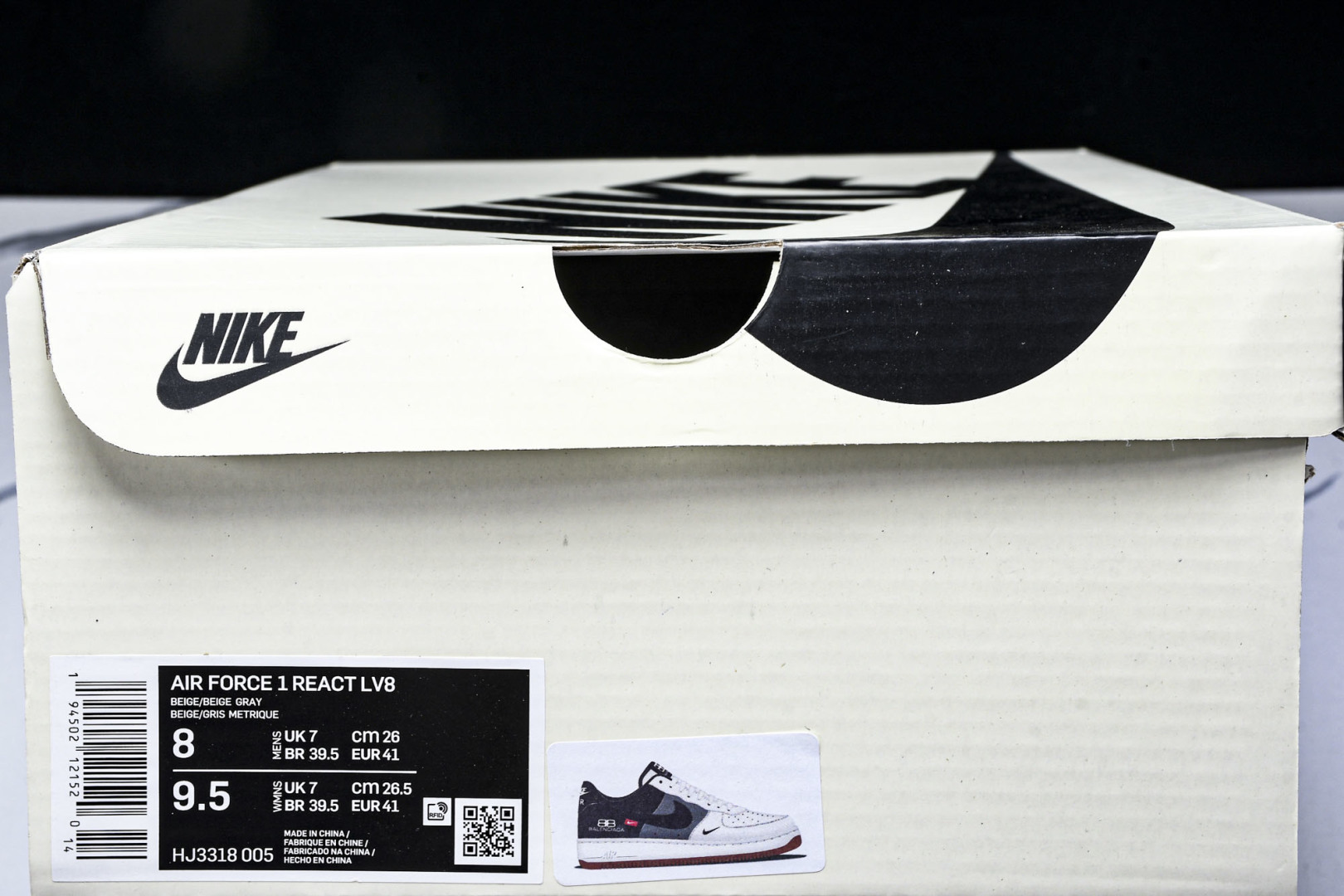  NK Air Force 1'07 Low 联名 米灰黑生胶 空军一号低帮休闲板鞋 HJ3318-00