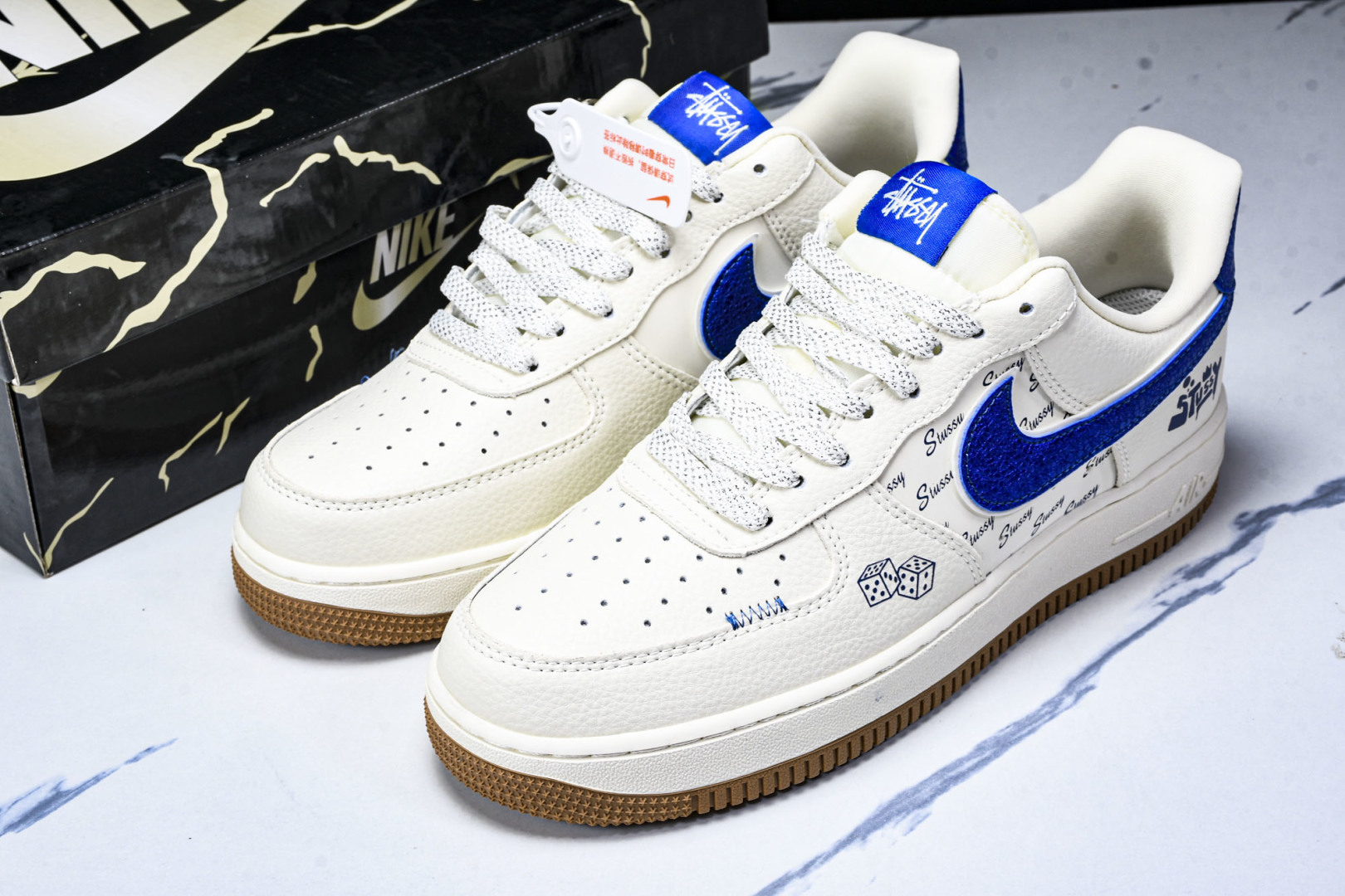  NK Air Force 1'07 Low 斯图西联名 骰子米蓝生胶 空军一号低帮休闲板鞋 KJ168