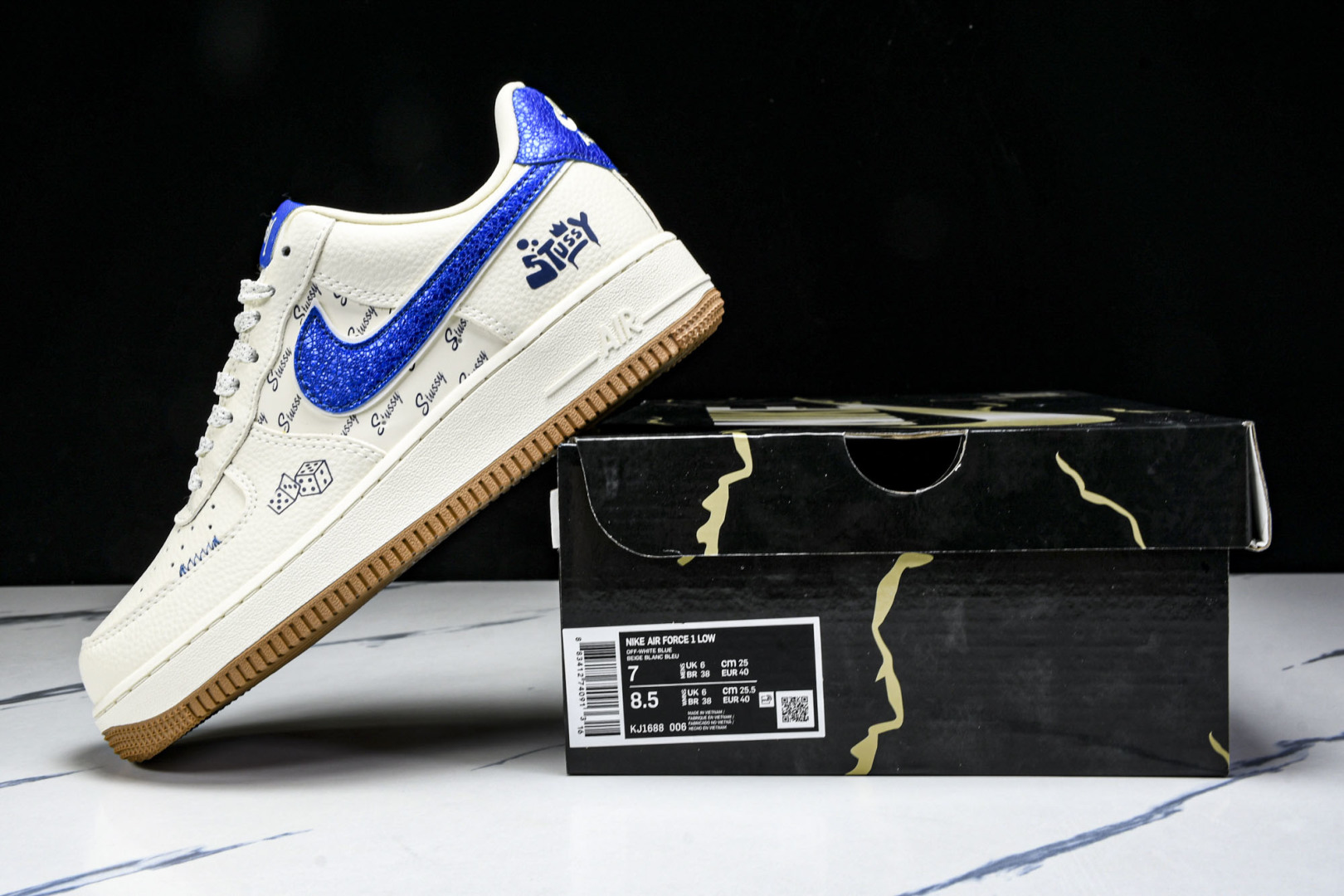  NK Air Force 1'07 Low 斯图西联名 骰子米蓝生胶 空军一号低帮休闲板鞋 KJ168