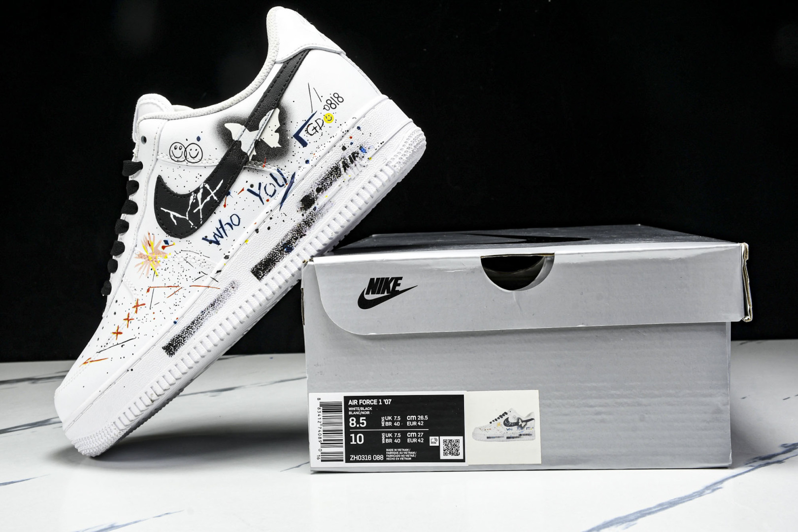  NK Air Force 1'07 Low 蝴蝶涂鸦 空军一号低帮休闲板鞋 ZH0316-088 尺寸