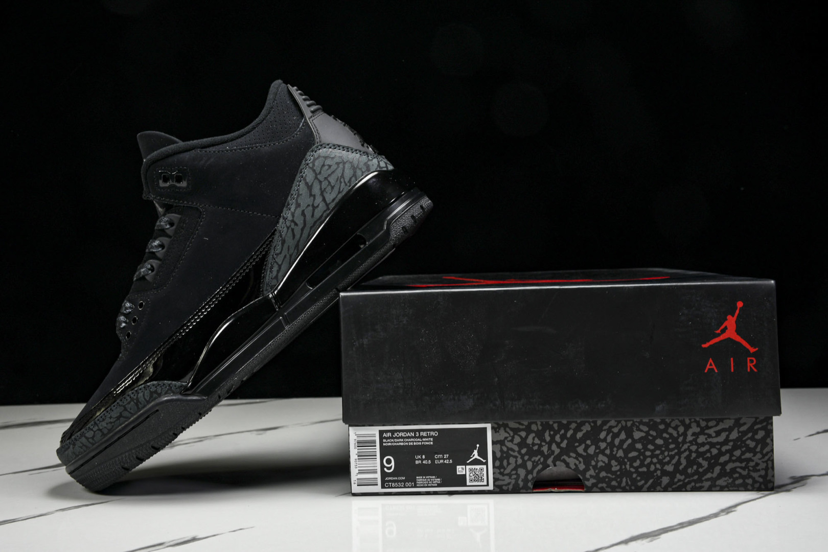 AJ3黑 尺码40-47.5

纯原版出品-Air Jordan 3 Retro Black Cat 黑