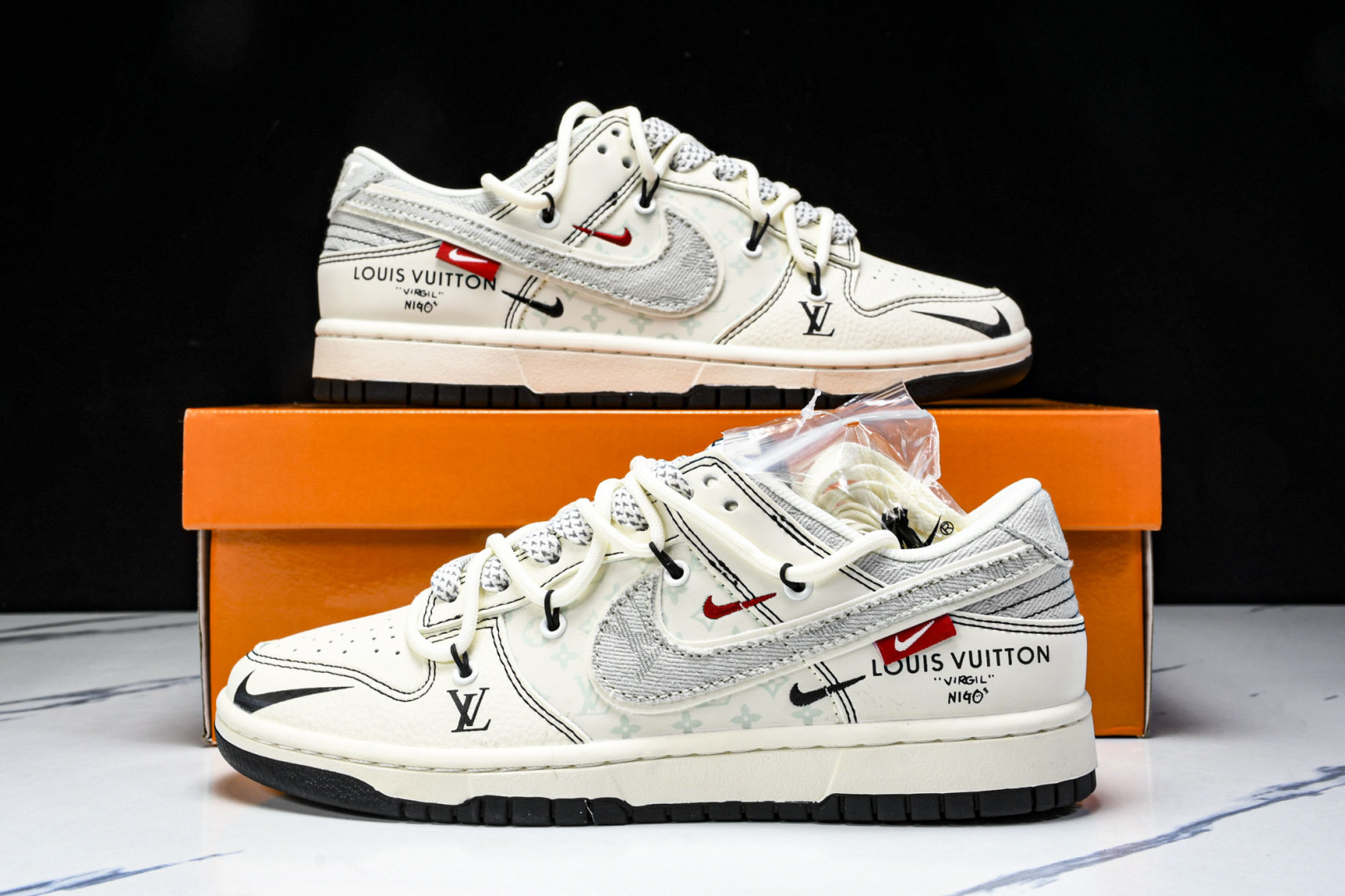Dunk 尺码36-45

纯原版出品-SB Dunk Low LV联名 灰布勾抽绳 周年高端定制 低帮