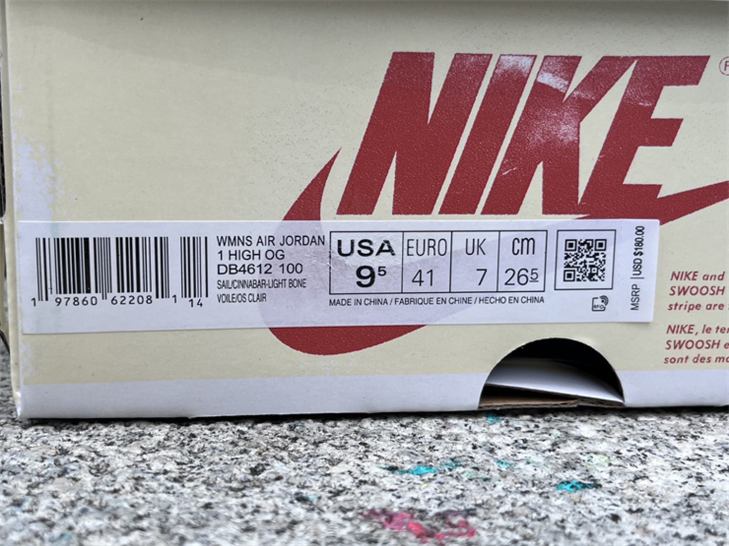 A版/头层 
Jordan Air Jordan 1 High OG WMNS Sail/Cinnaba