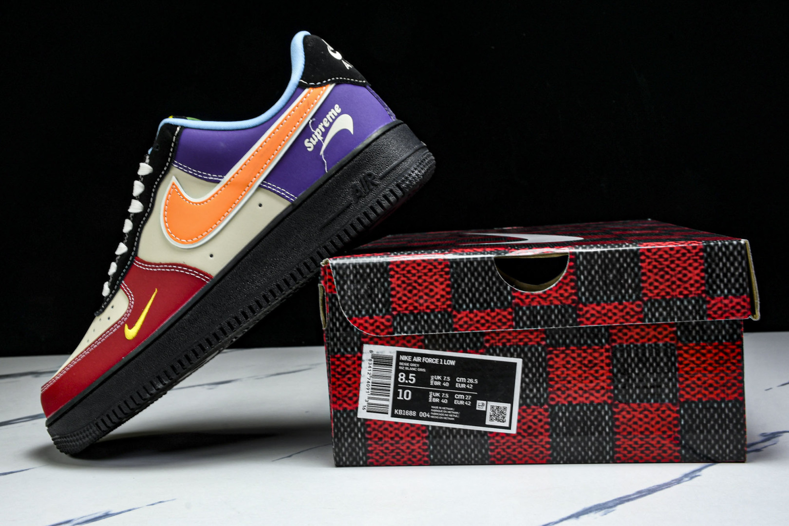 AF1 尺码36-45

纯原版出品-Air Force 1'07 Low Supreme联名 红黄紫 