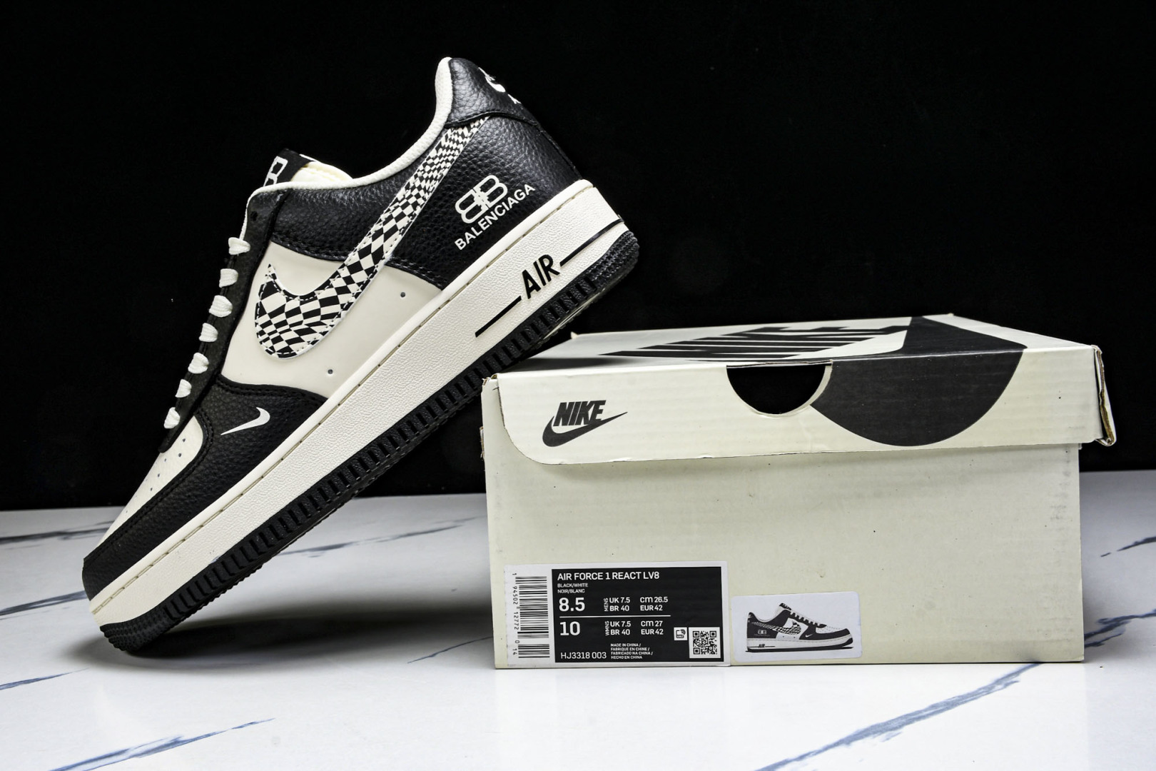 AF1 尺码36-45

纯原版出品-Air Force 1'07 Low 巴黎世家联名 米黑创意勾 空