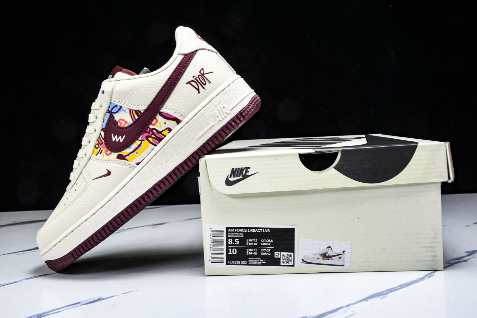 AF1 尺码36-45

纯原版出品-Air Force 1'07 Low 迪奥联名 涂鸦米酒红勾 空军