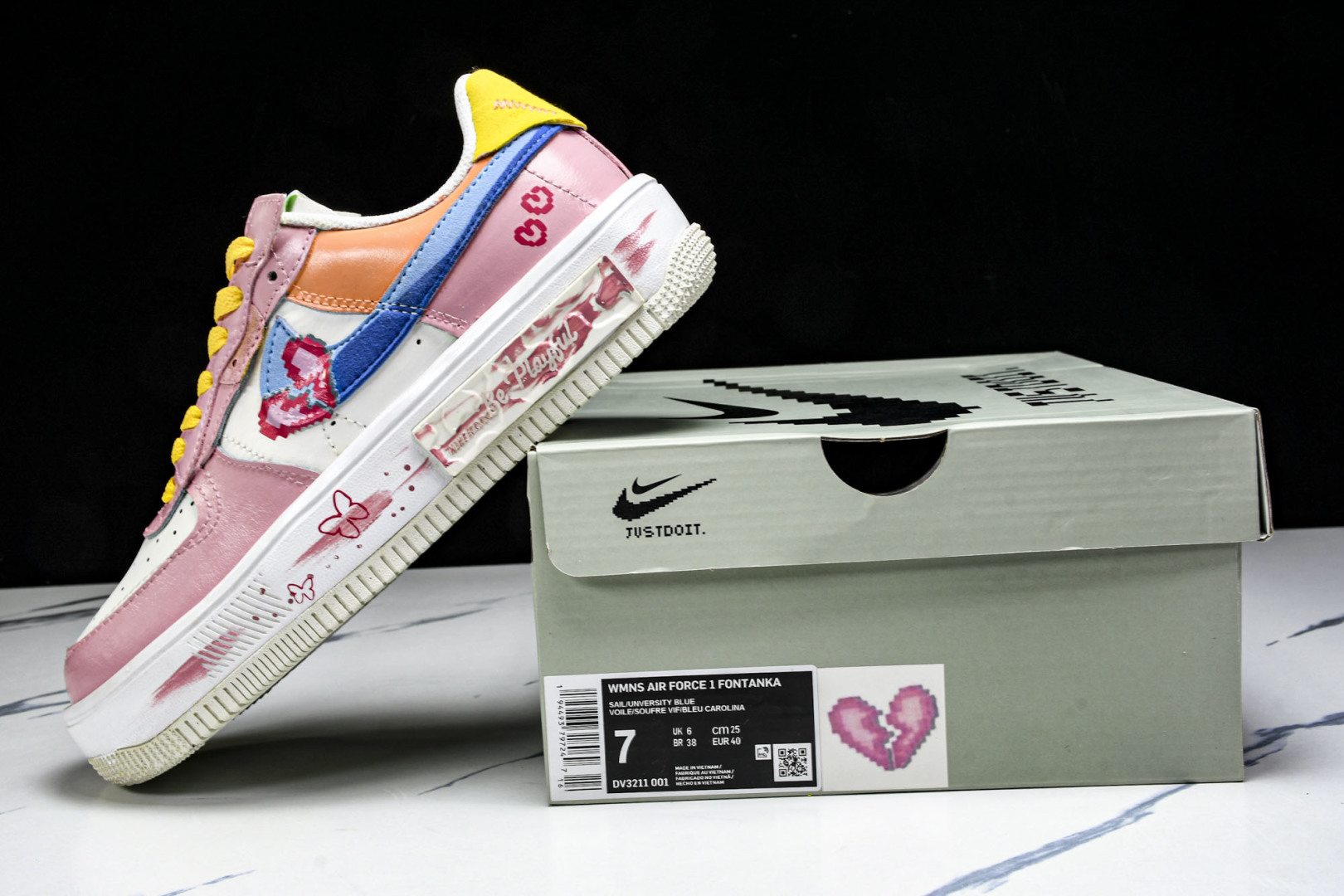  NK Air Force 1 Fontanka Pixel Sweetheart 手绘涂鸦 像素甜心 