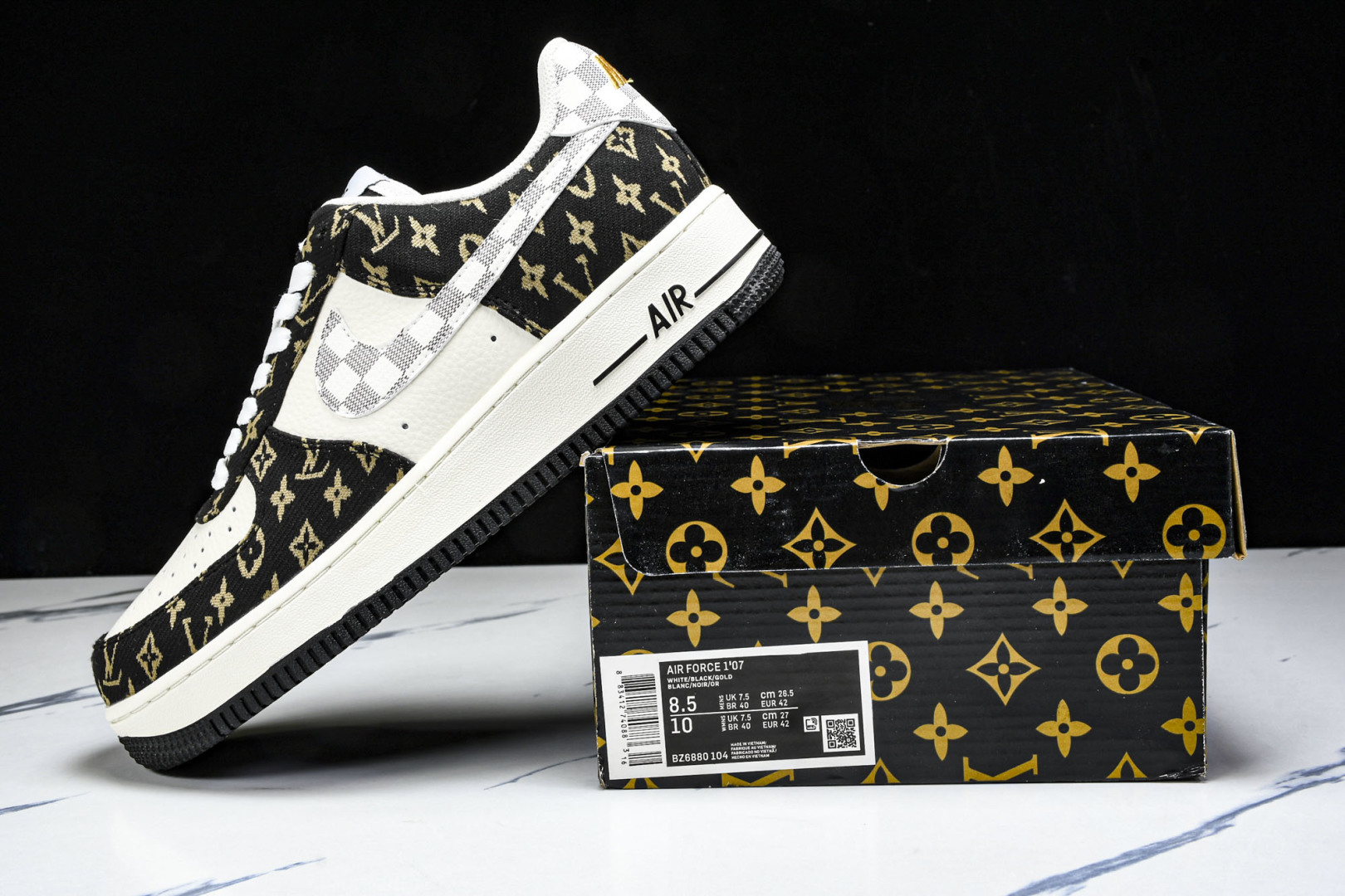  NK Air Force 1'07 Low LV联名 黑金织布 空军一号低帮休闲板鞋 BZ6880-1