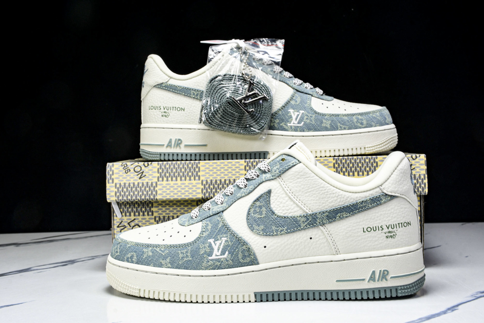  NK Air Force 1'07 Low LV联名 青色牛仔 空军一号定制休闲板鞋 SC0601-5