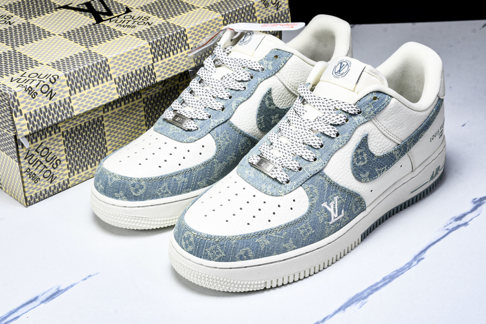  NK Air Force 1'07 Low LV联名 青色牛仔 空军一号定制休闲板鞋 SC0601-5