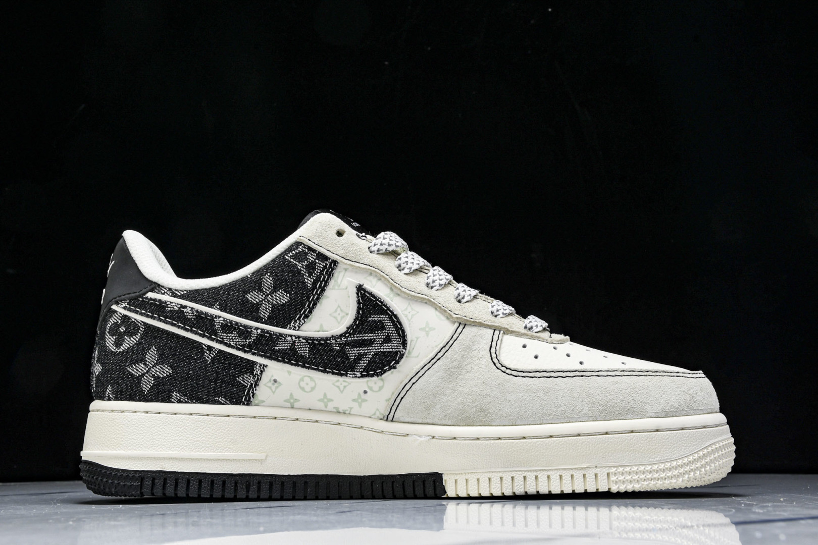  NK Air Force 1'07 Low LV联名 猪八牛仔米黑 空军一号定制休闲板鞋 MZ9588