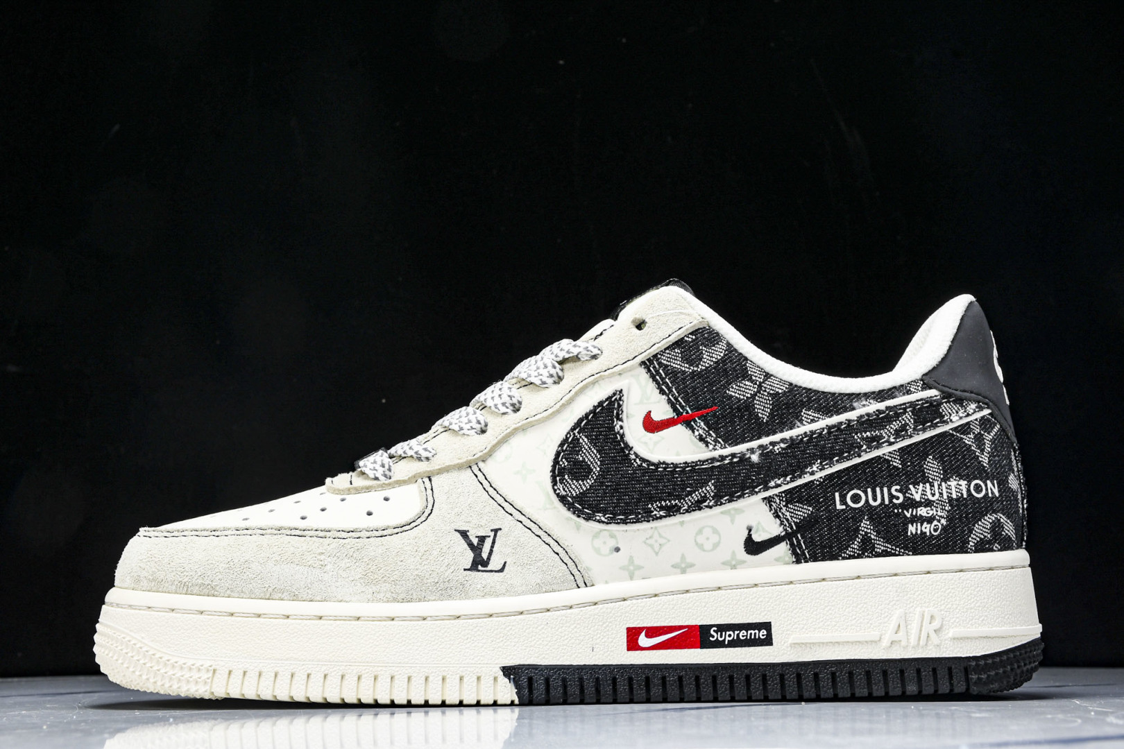  NK Air Force 1'07 Low LV联名 猪八牛仔米黑 空军一号定制休闲板鞋 MZ9588