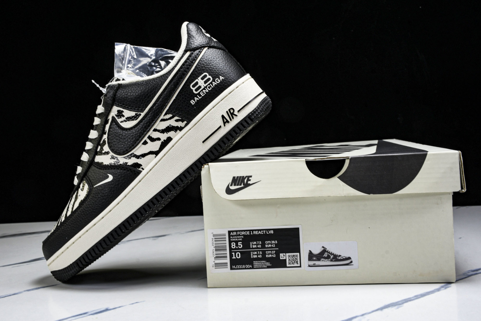  NK Air Force 1'07 Low 巴黎世家联名 雪山米白黑 空军一号低帮休闲板鞋 HJ331