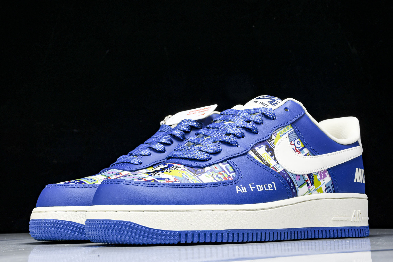  NK Air Force 1'07 Low 耐克联名 双拼蓝白勾 空军一号低帮休闲板鞋 KJ1688-