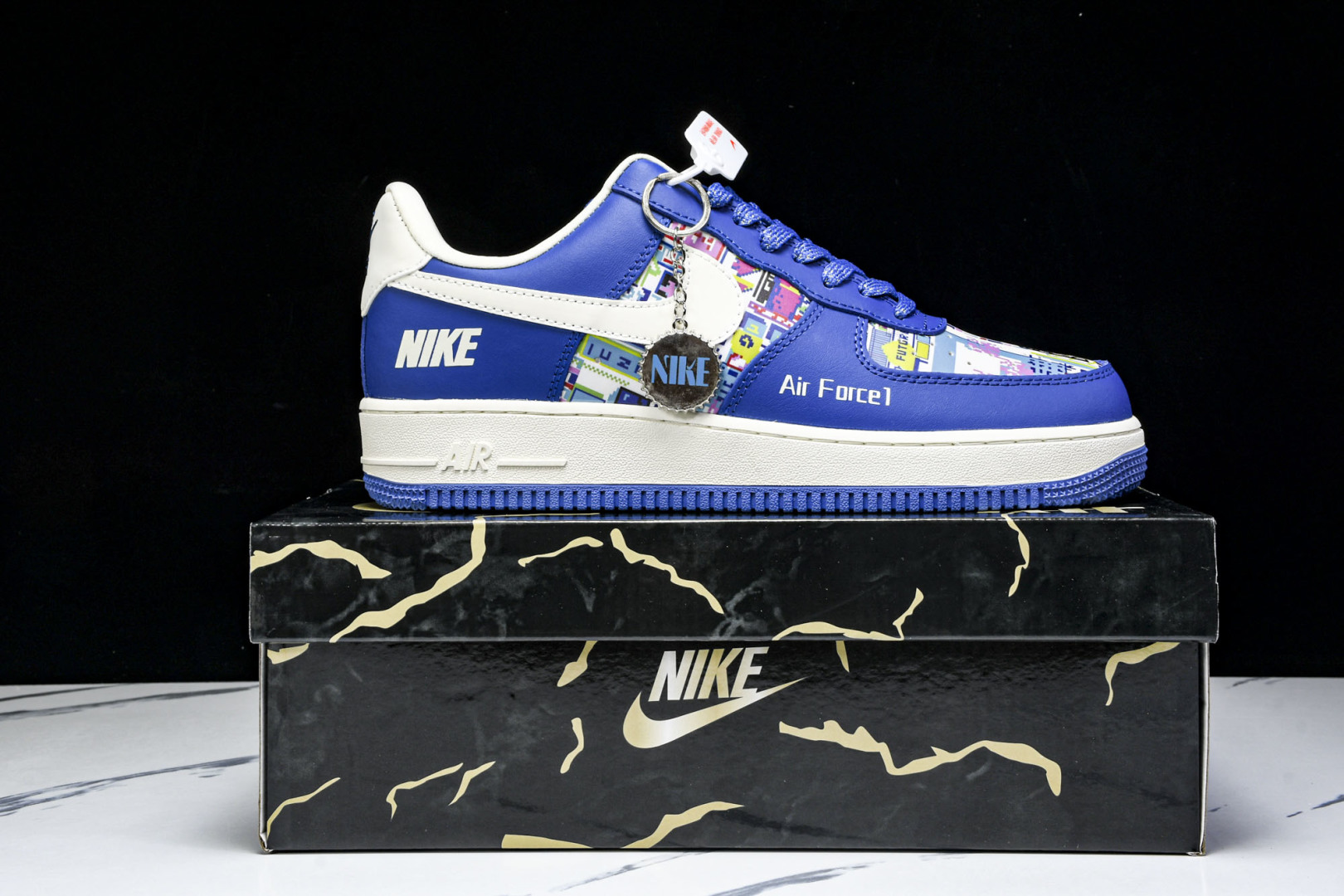  NK Air Force 1'07 Low 耐克联名 双拼蓝白勾 空军一号低帮休闲板鞋 KJ1688-