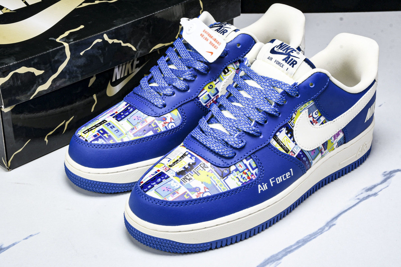 NK Air Force 1'07 Low 耐克联名 双拼蓝白勾 空军一号低帮休闲板鞋 KJ1688-