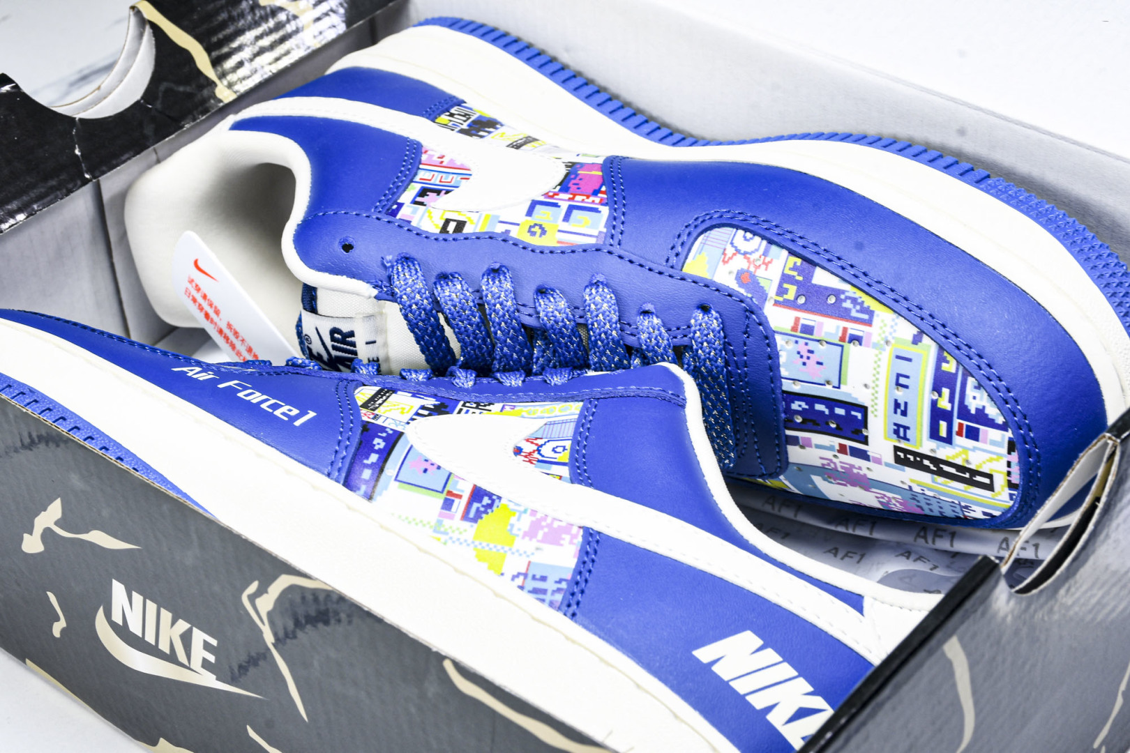  NK Air Force 1'07 Low 耐克联名 双拼蓝白勾 空军一号低帮休闲板鞋 KJ1688-