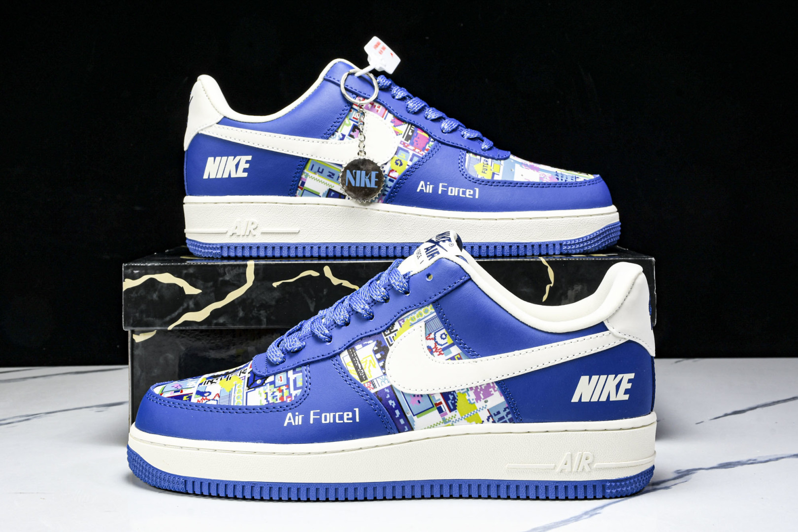  NK Air Force 1'07 Low 耐克联名 双拼蓝白勾 空军一号低帮休闲板鞋 KJ1688-