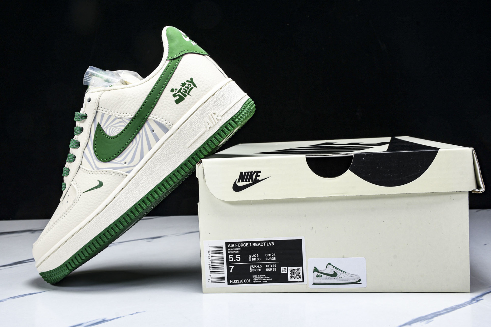  NK Air Force 1'07 Low 斯图西联名 米绿反光 空军一号低帮休闲板鞋 HJ3318-