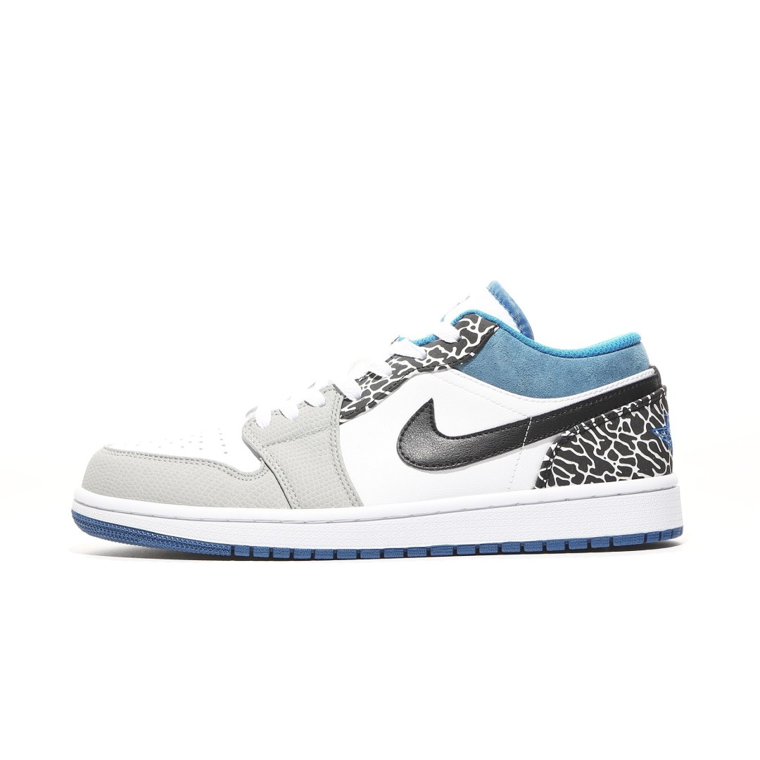 外贸版Air Jordan 1 Low系列爆裂纹白蓝 DM1199-140 尺寸 36 36.5 37.