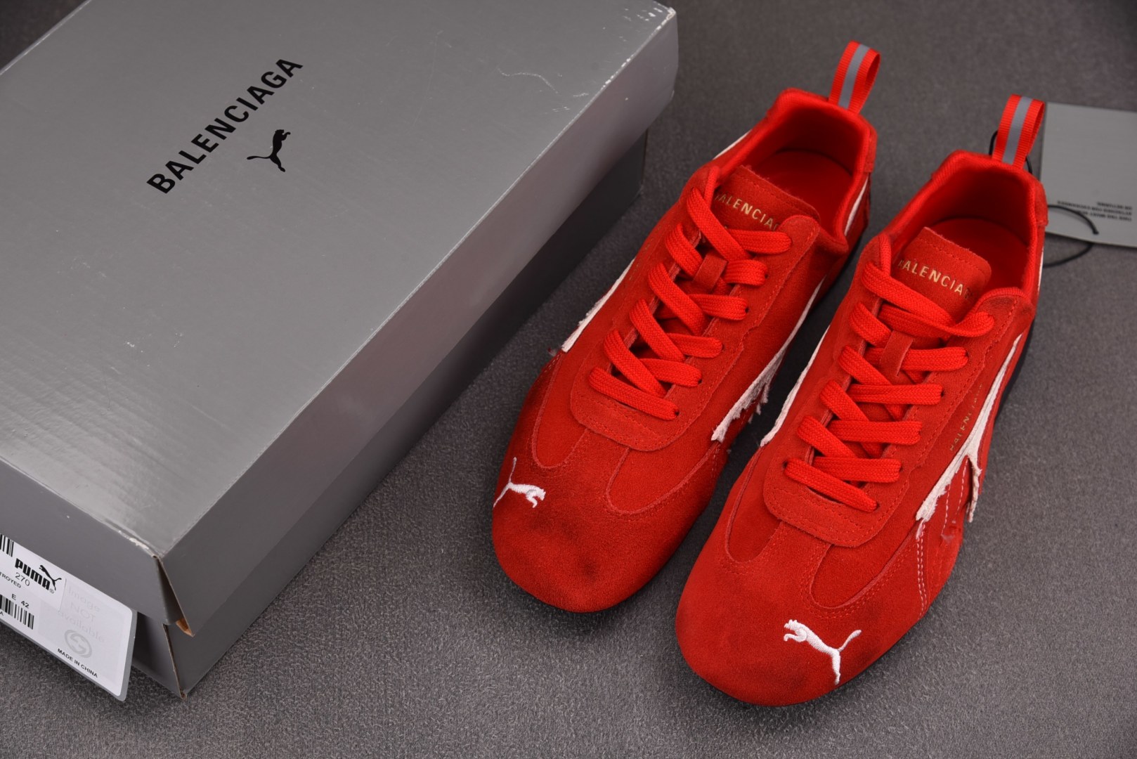 Puma 尺码:35-47纯原出品-Puma x Balenciaga Speedcat 做旧磨损 红色