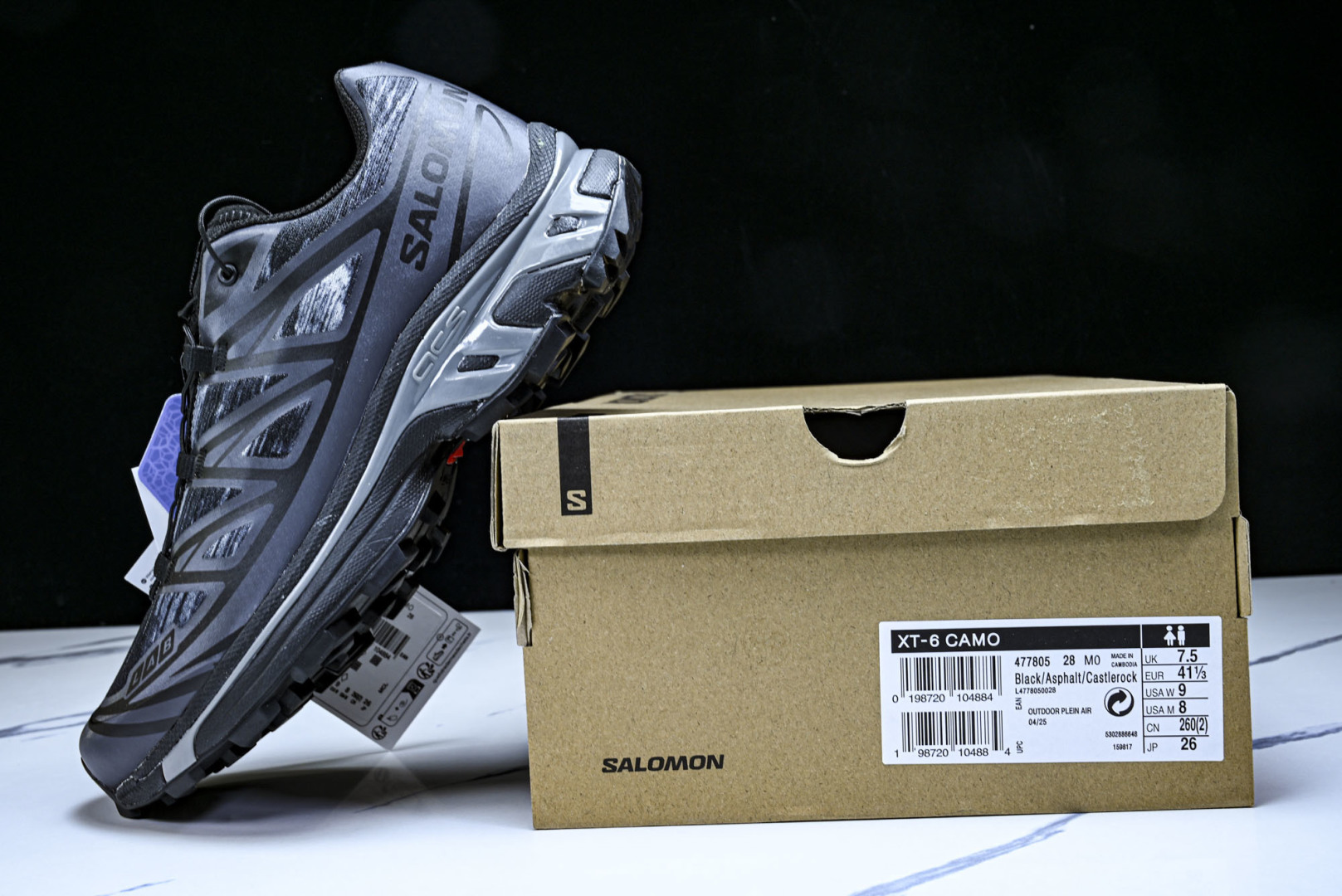 萨洛蒙 尺码:36-46纯原出品-SALOMON XT-6 CAMO 男女士低帮运动鞋 黑色 YZ020