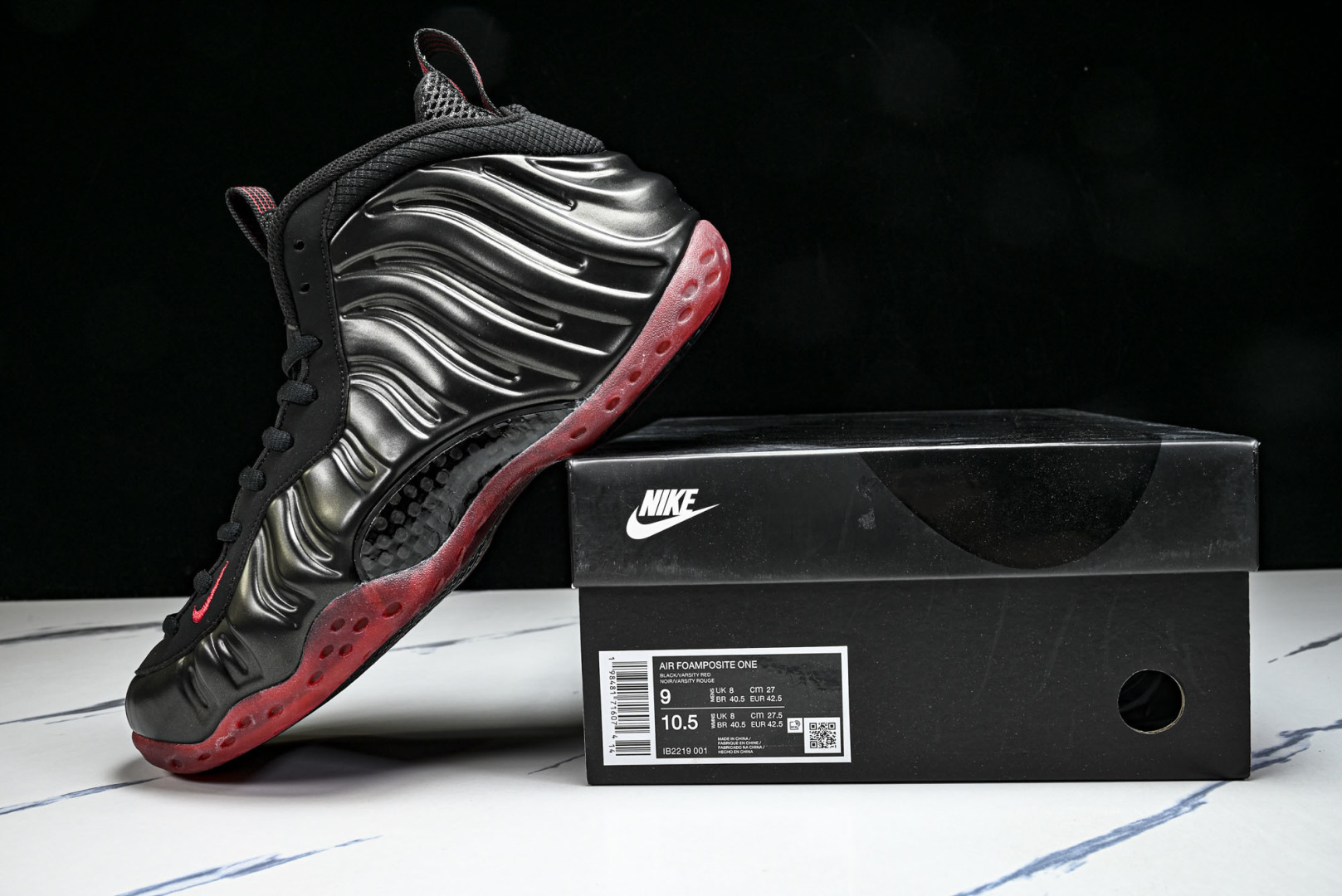 喷泡 尺码40-47.5纯原出品-Air Foamposite One Cough Dro 黑红喷 IB