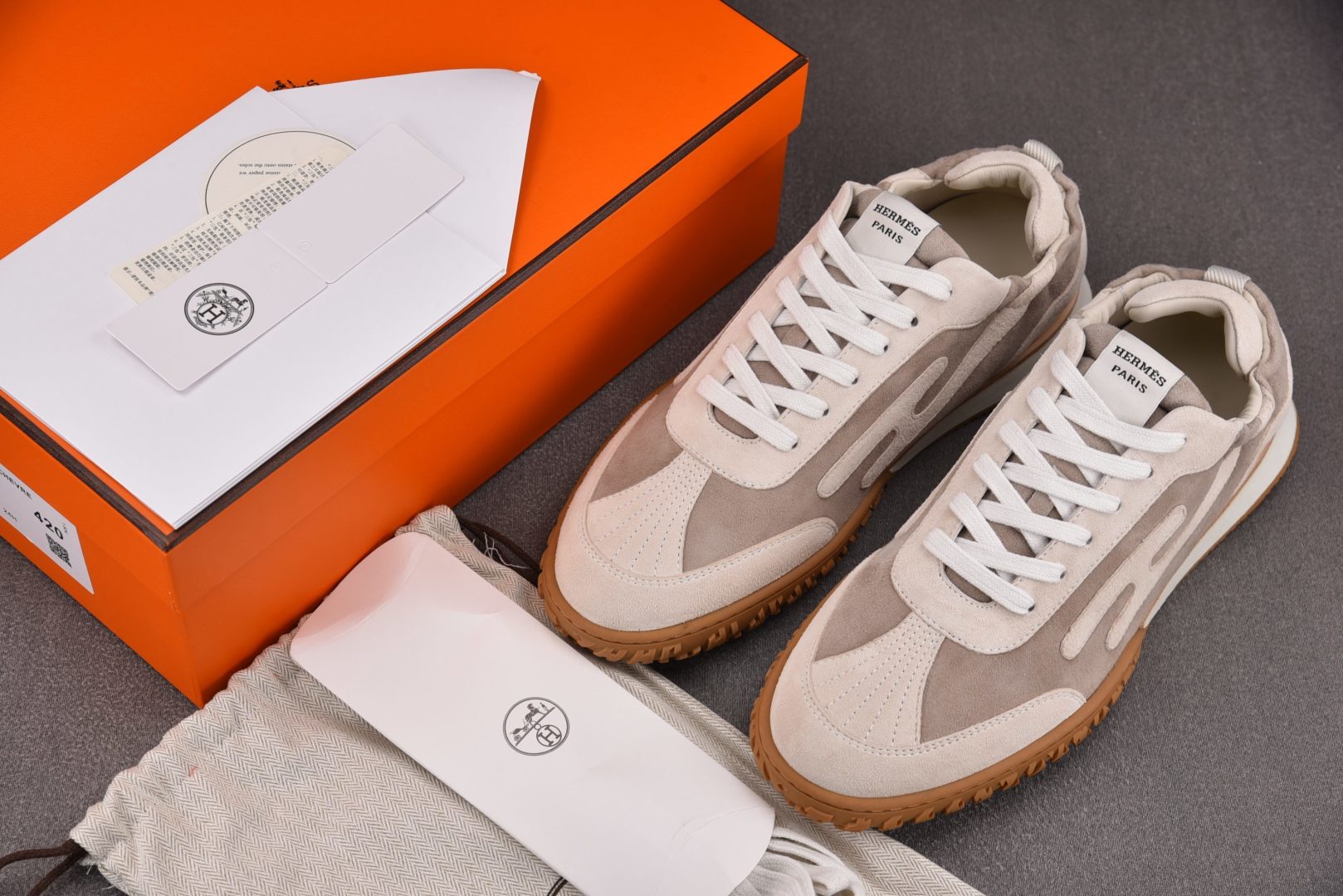 爱马仕 尺码:35-45纯原出品-HERMES Jet 米白棕 YZ023-6尺码 35 36 37 3
