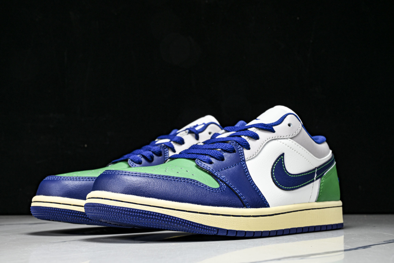 AJlow 尺码:40-46纯原出品-Air Jordan 1 Low AJ1 乔1蓝绿拼色 低帮文化休