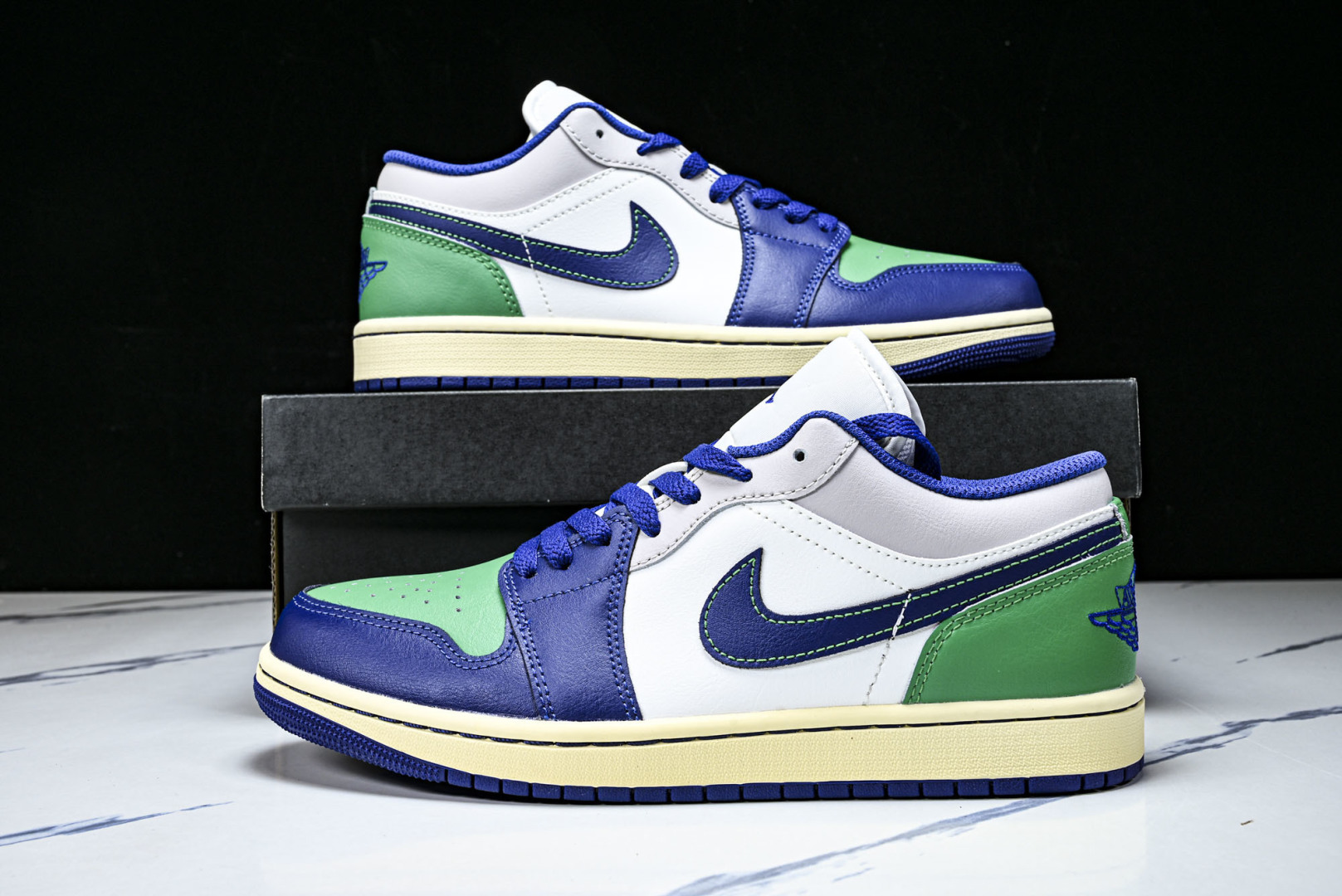 AJlow 尺码:40-46纯原出品-Air Jordan 1 Low AJ1 乔1蓝绿拼色 低帮文化休