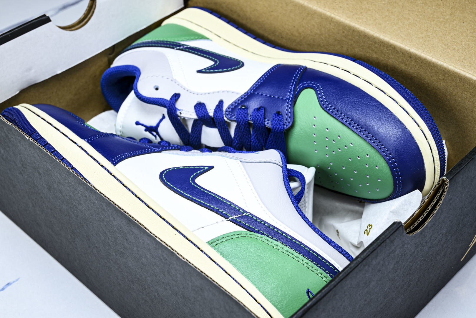 AJlow 尺码:40-46纯原出品-Air Jordan 1 Low AJ1 乔1蓝绿拼色 低帮文化休