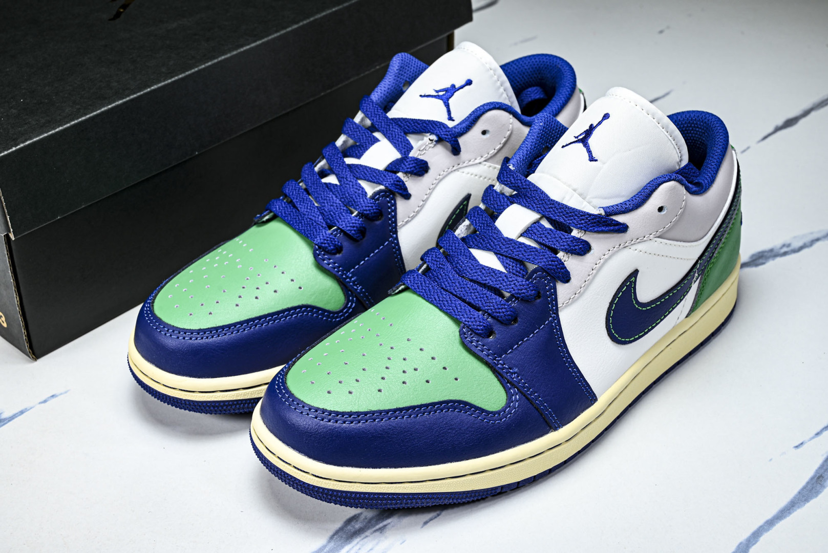 AJlow 尺码:40-46纯原出品-Air Jordan 1 Low AJ1 乔1蓝绿拼色 低帮文化休