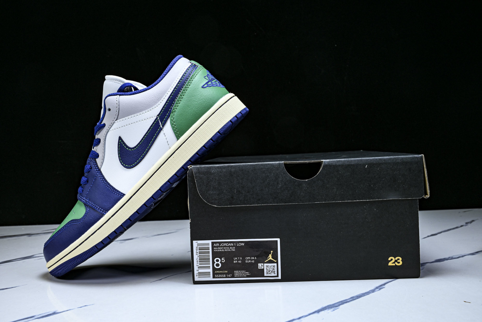 AJlow 尺码:40-46纯原出品-Air Jordan 1 Low AJ1 乔1蓝绿拼色 低帮文化休