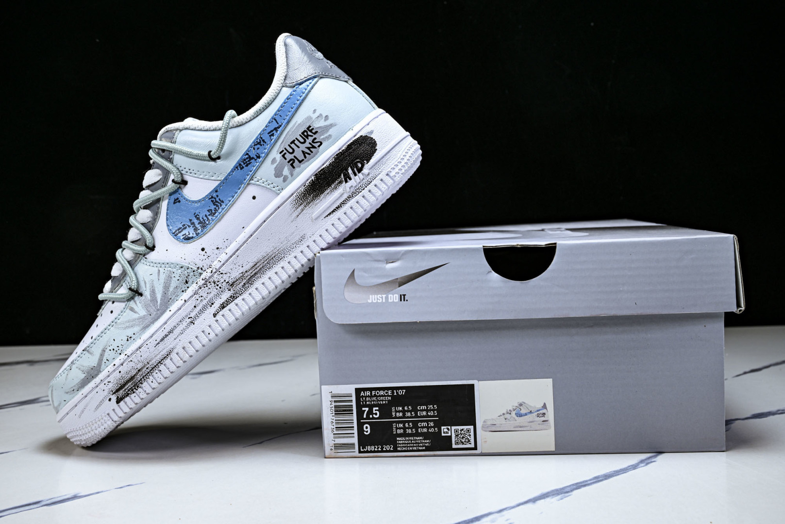 NK Air Force 1'07 Low Grey Tune Era 手绘涂鸦 灰调纪元 空军一号低帮